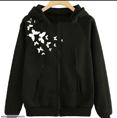 1 Pc Women's Stitched Fleece Printed Pullover Hoodie