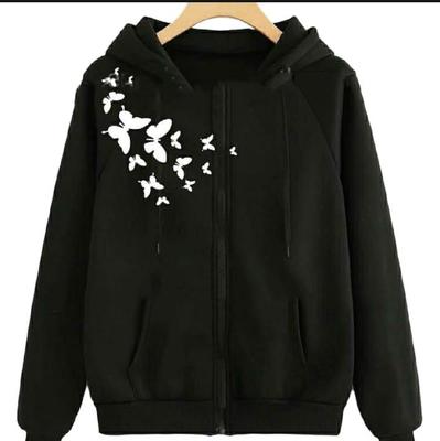 1 Pc Women's Stitched Fleece Printed Pullover Hoodie