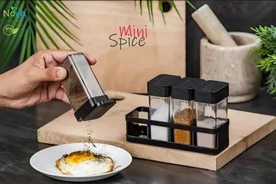 4 Pcs Crystal Namak Dani Storage box - Multipurpose Box Masala Boxes For Kitchen - Masala Box For Kitchen - Spice Racks - Spice Kit