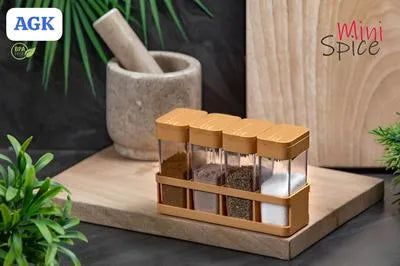 4 Pcs Crystal Namak Dani Storage box - Multipurpose Box Masala Boxes For Kitchen - Masala Box For Kitchen - Spice Racks - Spice Kit