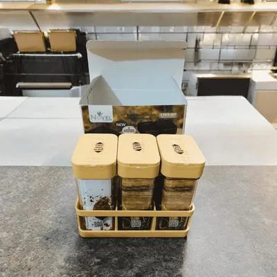 4 Pcs Crystal Namak Dani Storage box - Multipurpose Box Masala Boxes For Kitchen - Masala Box For Kitchen - Spice Racks - Spice Kit