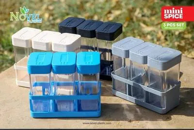 4 Pcs Crystal Namak Dani Storage box - Multipurpose Box Masala Boxes For Kitchen - Masala Box For Kitchen - Spice Racks - Spice Kit